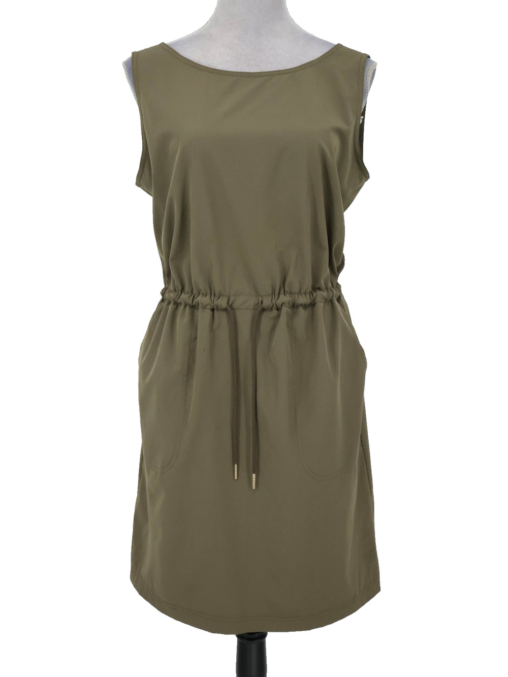 Calvin Klein Dress Womens 10 Olive Green Stretch Knit Drawstring Athleisure